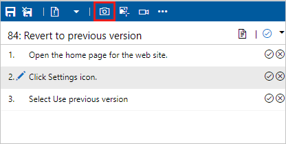 Screenshot der Schaltfläche zum Aufzeichnen eines Screenshots während eines Tests.