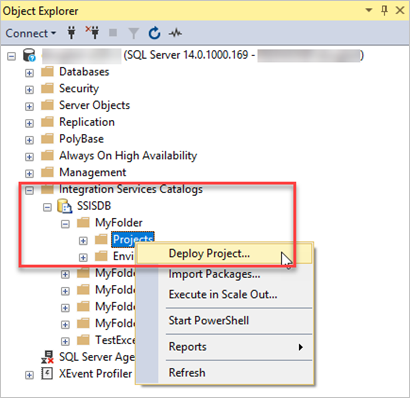 Erweiterter SSISDB-Knoten in SSIS