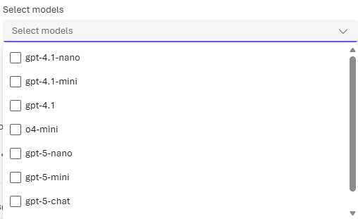 Screenshot: Auswahl der Modellrouterteilmenge