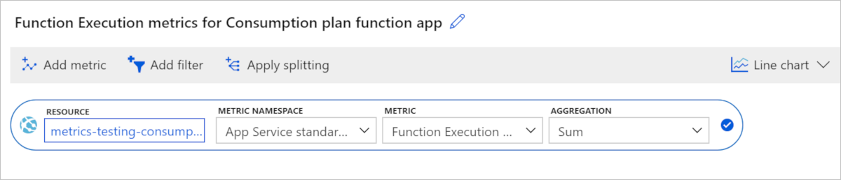 Definieren einer Funktions-App-Metrik, um sie dem Diagramm hinzuzufügen