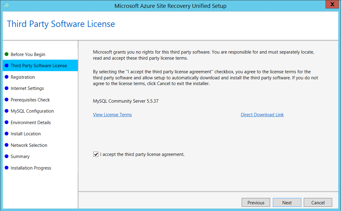 Screenshot: Bildschirm „Third Party Software License“ (Drittanbietersoftwarelizenz) beim einheitlichen Setup
