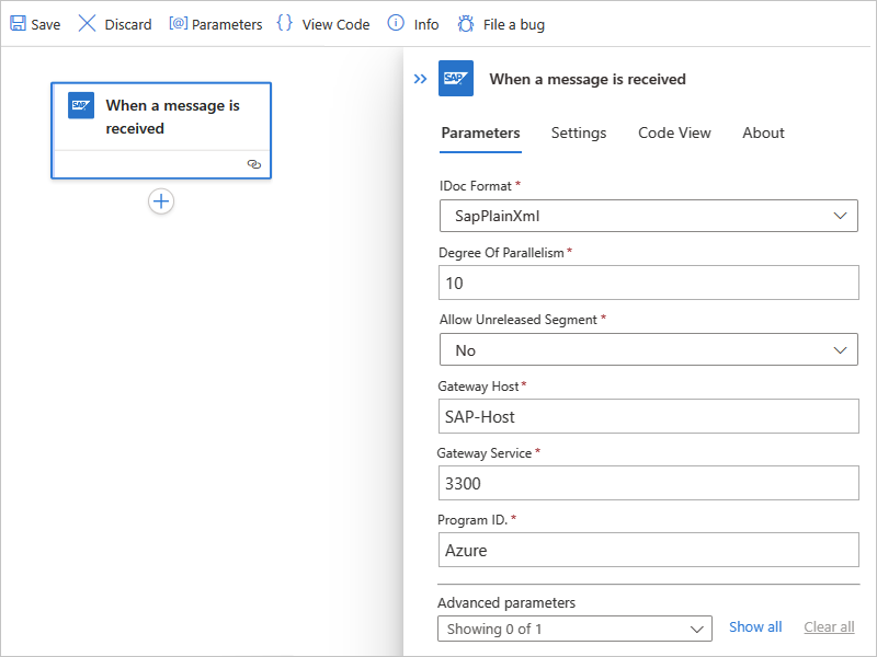 Screenshot: Grundlegend konfigurierter, integrierter SAP-Connectortrigger in einem Standardworkflow.