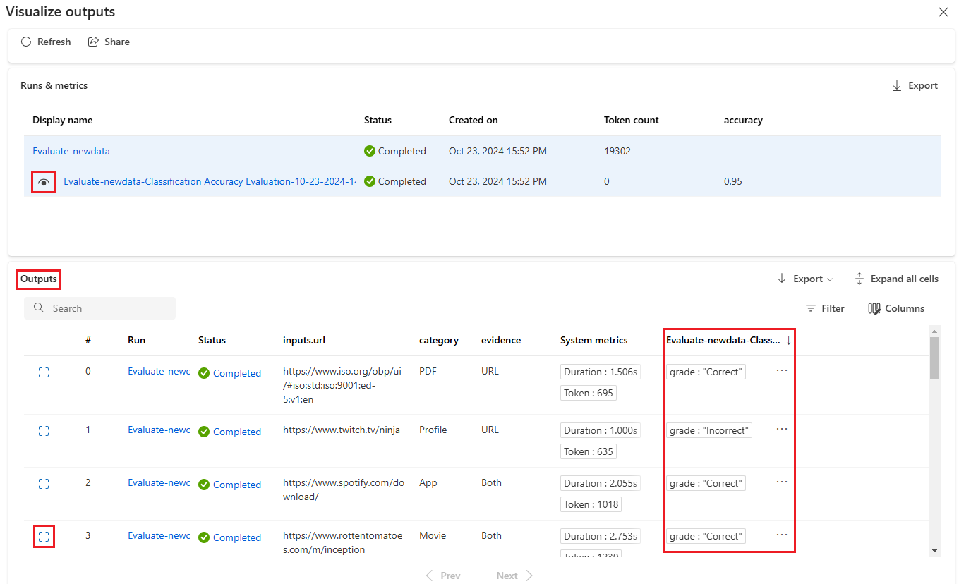 Screenshot der Batchausführungsausgabe zum Anfügen der Auswertungsausgabe.