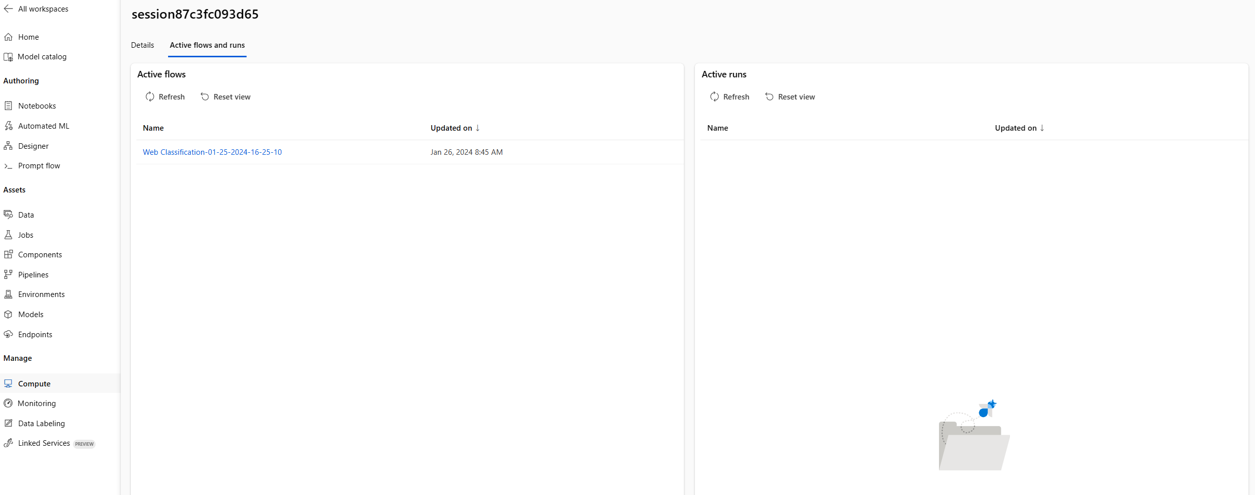 Screenshot: Computedetailseite der serverlosen Instanz