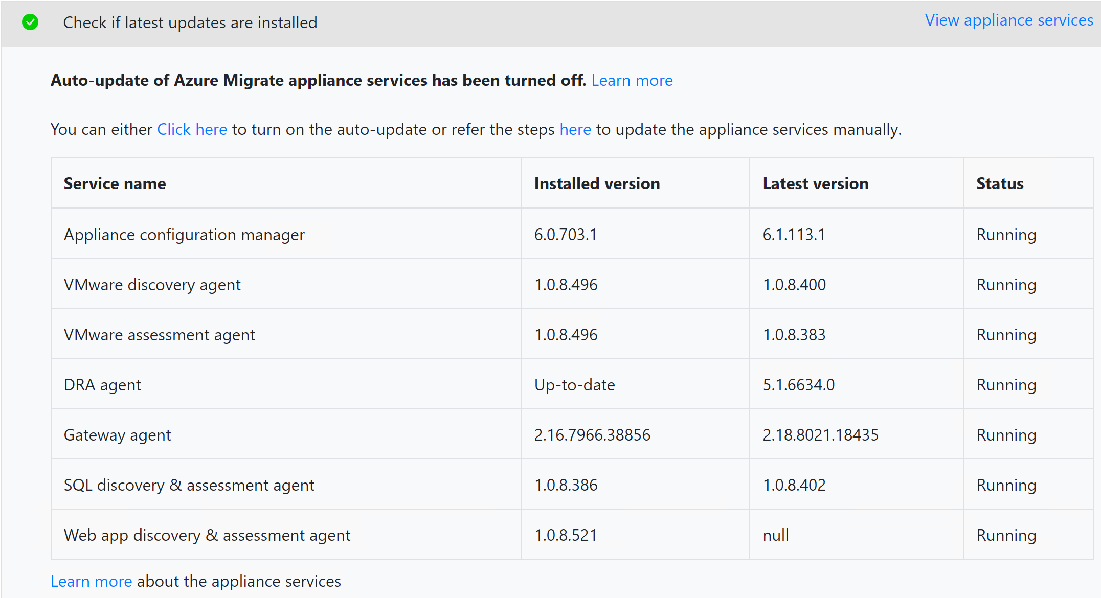 Screenshot: Applianceversion.
