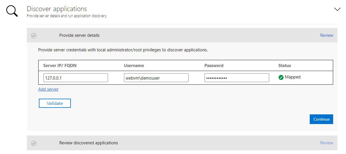 Screenshot: IP-Adresse und Anmeldeinformationen für den Server