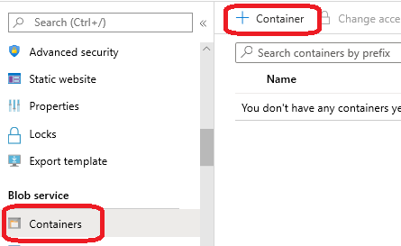 Azure: Container hinzufügen