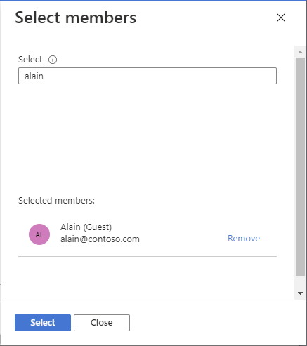 Screenshot: Bereich „Mitglieder auswählen“.