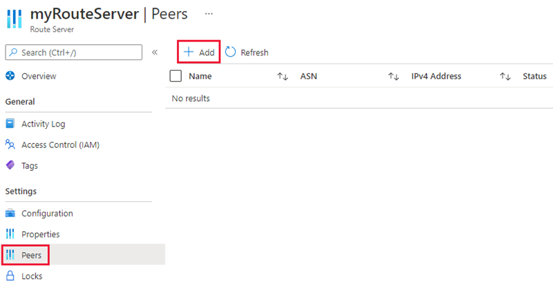 Screenshot: Seite „Peers“ für Route Server