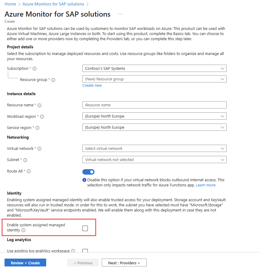 Screenshot der Aktivierung des vertrauenswürdigen Zugriffs während der AMS-Ressourcenerstellung.
