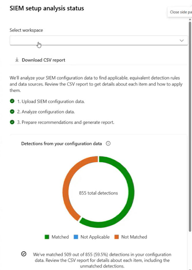 Screenshot, auf dem alle drei Häkchen grün sind und anzeigen, dass die Analyse abgeschlossen ist.