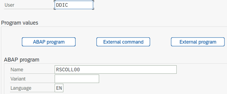 Screenshot: Definieren eines Benutzers für den Auftrag, der zum Überwachen der SAP PAHI-Tabelle verwendet wird.
