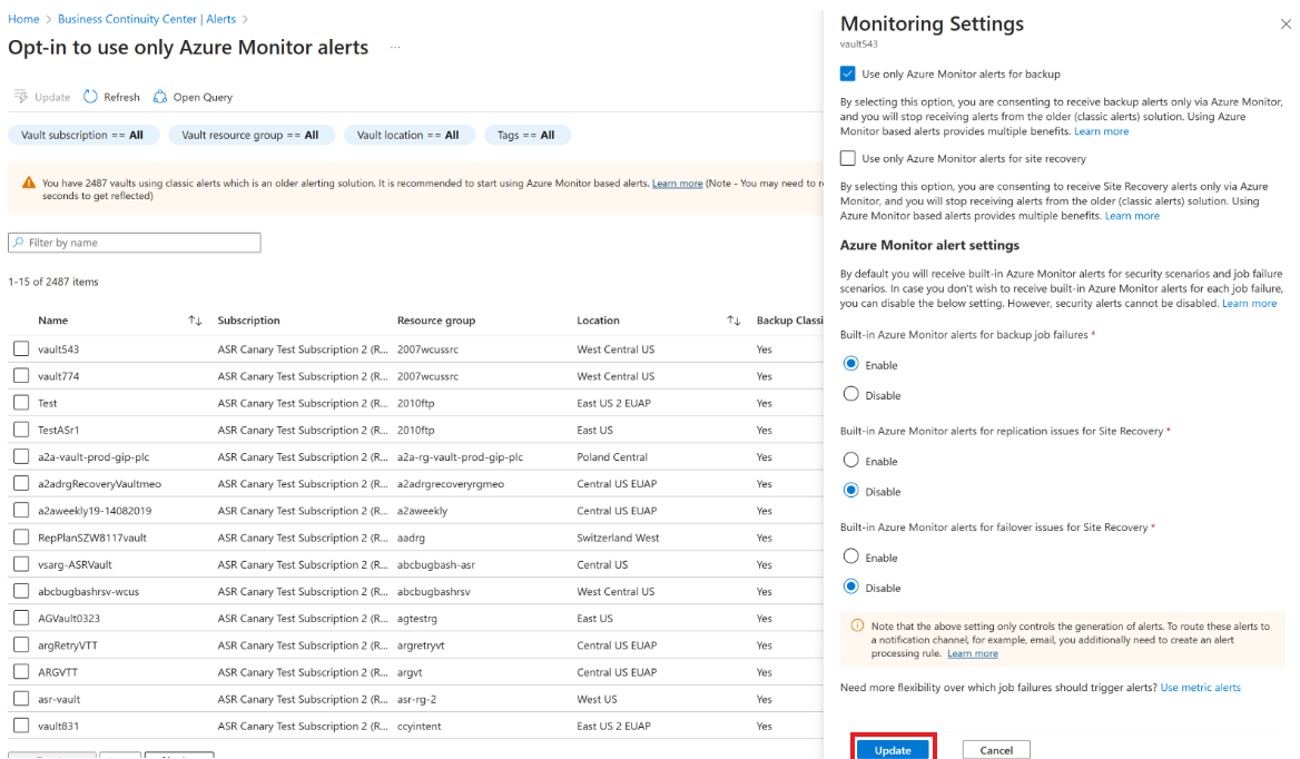 Screenshot zeigt die Anmeldeeigenschaften für die Benachrichtigungsfunktion an.