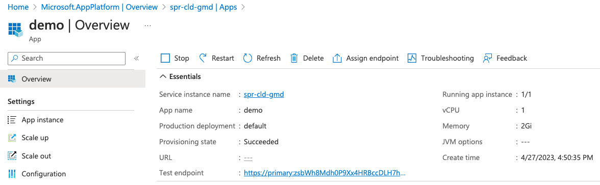 Screenshot der Demo-App mit verfügbaren Einstellungen auf der Seite „Übersicht“.