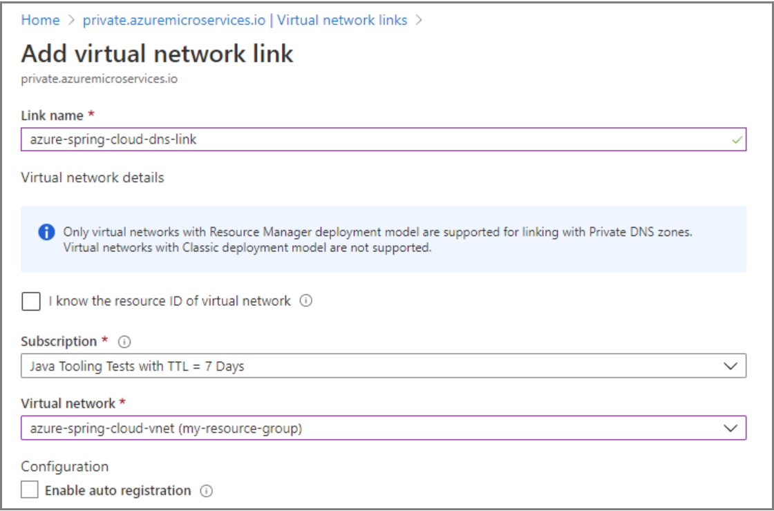 Screenshot des Azure-Portals mit der Seite „Virtuelles Netzwerk hinzufügen“.