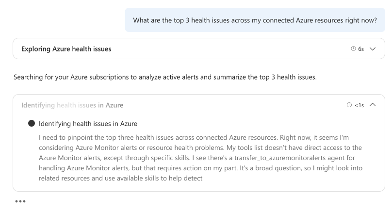 Screenshot des adaptiven Denkens, das den Denkprozess zeigt.