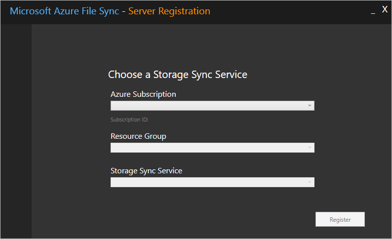 Screenshot der Serverregistrierungs-Benutzeroberfläche