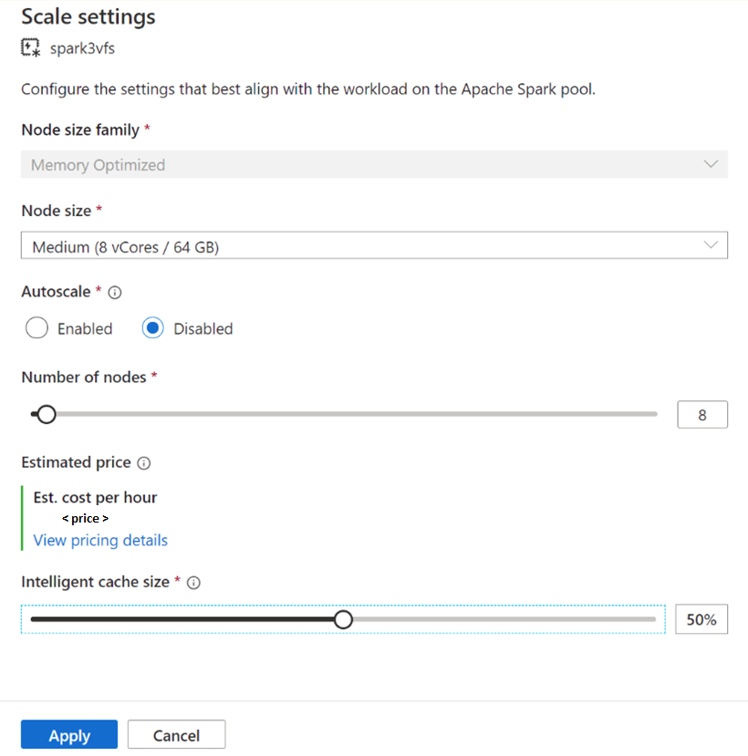 How to enable or disable Intelligent Cache for existing Spark pools