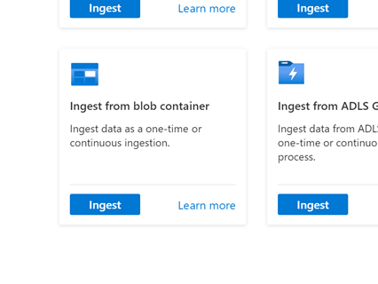 Screenshot der Azure Data Explorer-Erfassung aus dem Blobcontainer