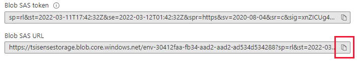 Screenshot der Azure Data Explorer-Erfassung für die SAS-Blob-URL