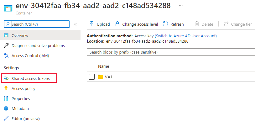 Screenshot der Azure Data Explorer-Erfassung für das SAS-Token