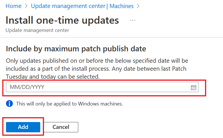 Screenshot that shows the patch publish date.