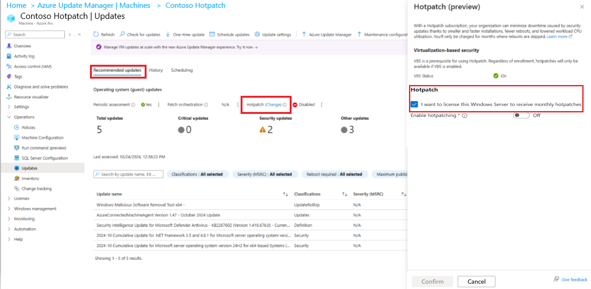 Screenshot: Registrieren einer Hotpatchinglizenz