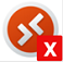 Das Symbol der Erweiterung zur Multimediaumleitung mit einem roten Quadrat mit einem x, das angibt, dass der Client keine Verbindung mit der Multimediaumleitung herstellen kann.