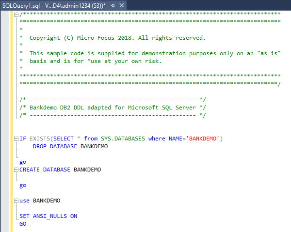 Ausgabe von „SQLQuery1.sql“