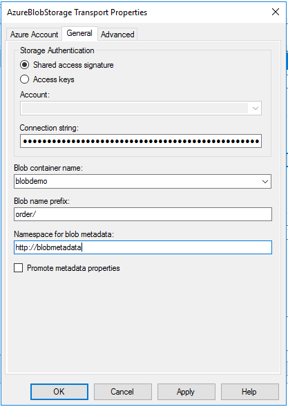 Allgemeine Eigenschaften des Azure Blob Storage-Empfangsadapters in BizTalk Server