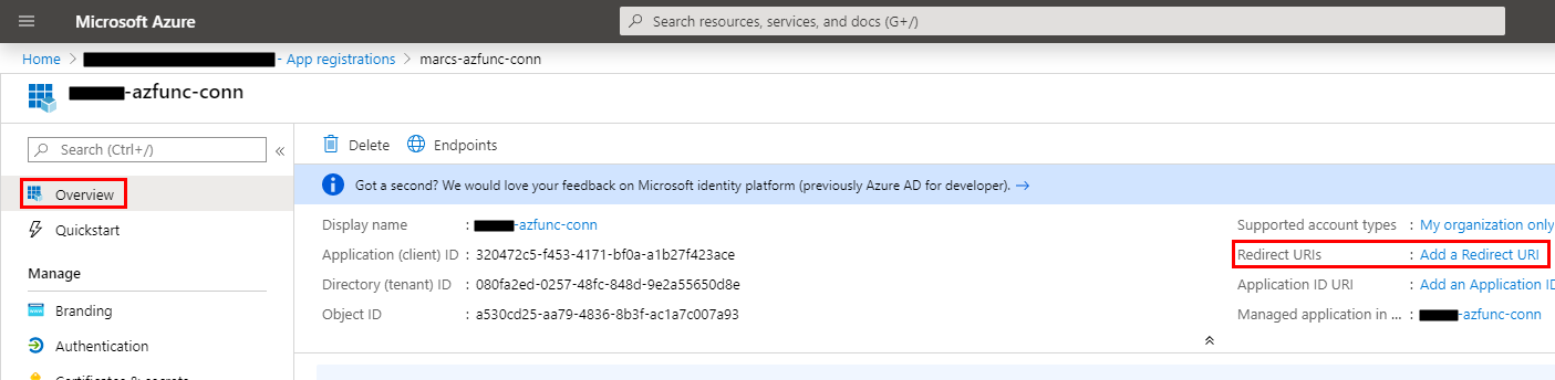 Screenshot, der die Schaltfläche „Umleitungs-URL hinzufügen“ zeigt.