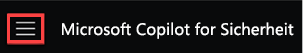 Screenshot: Startmenü von Copilot für Security mit dem Hamburger-Symbol