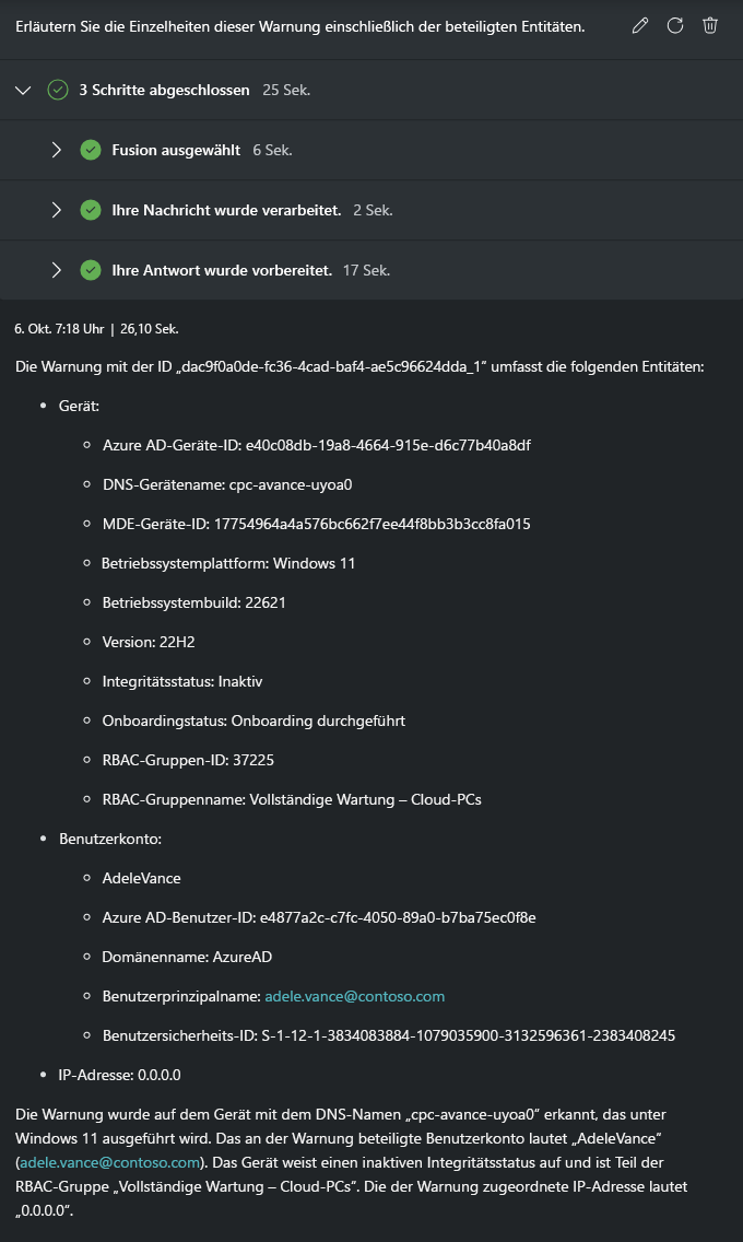 Screenshot der Defender-Warnungsanreicherung.