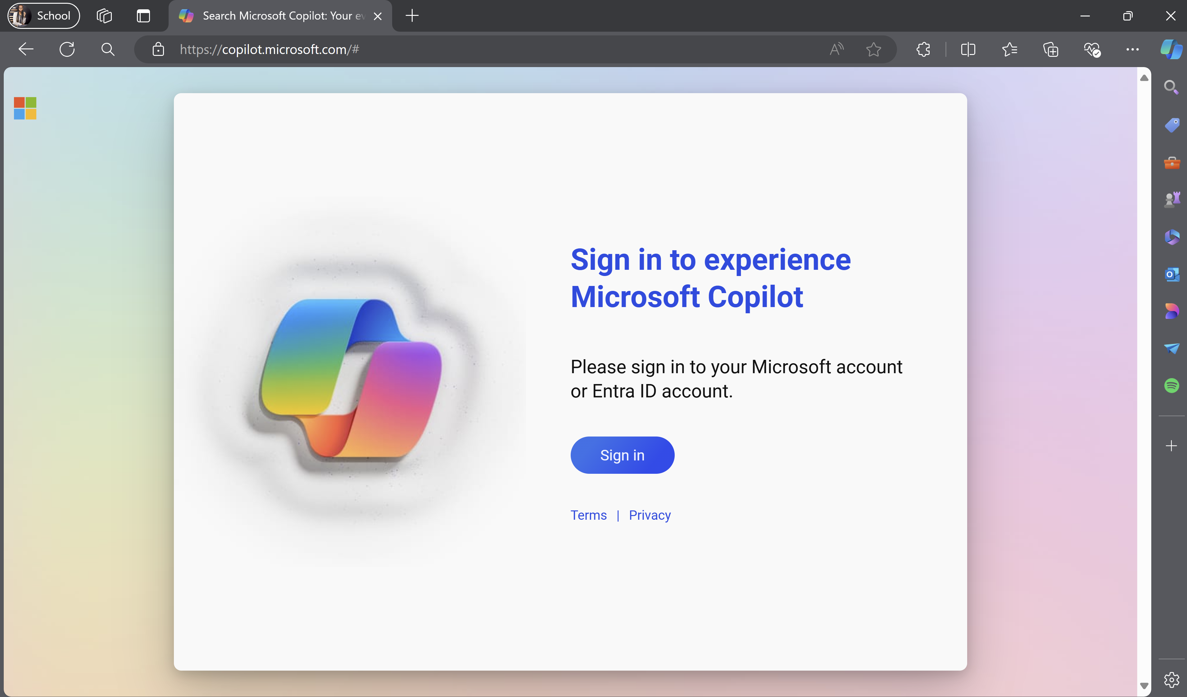 Melden Sie sich bei Microsoft Copilot an.