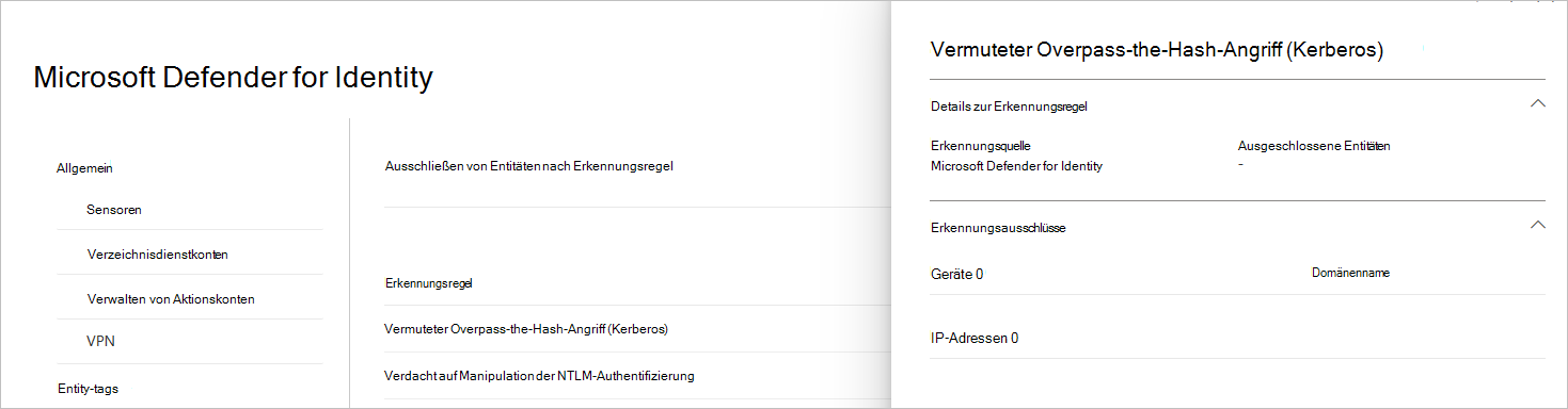 Screenshot der Details zur Erkennungsregel.