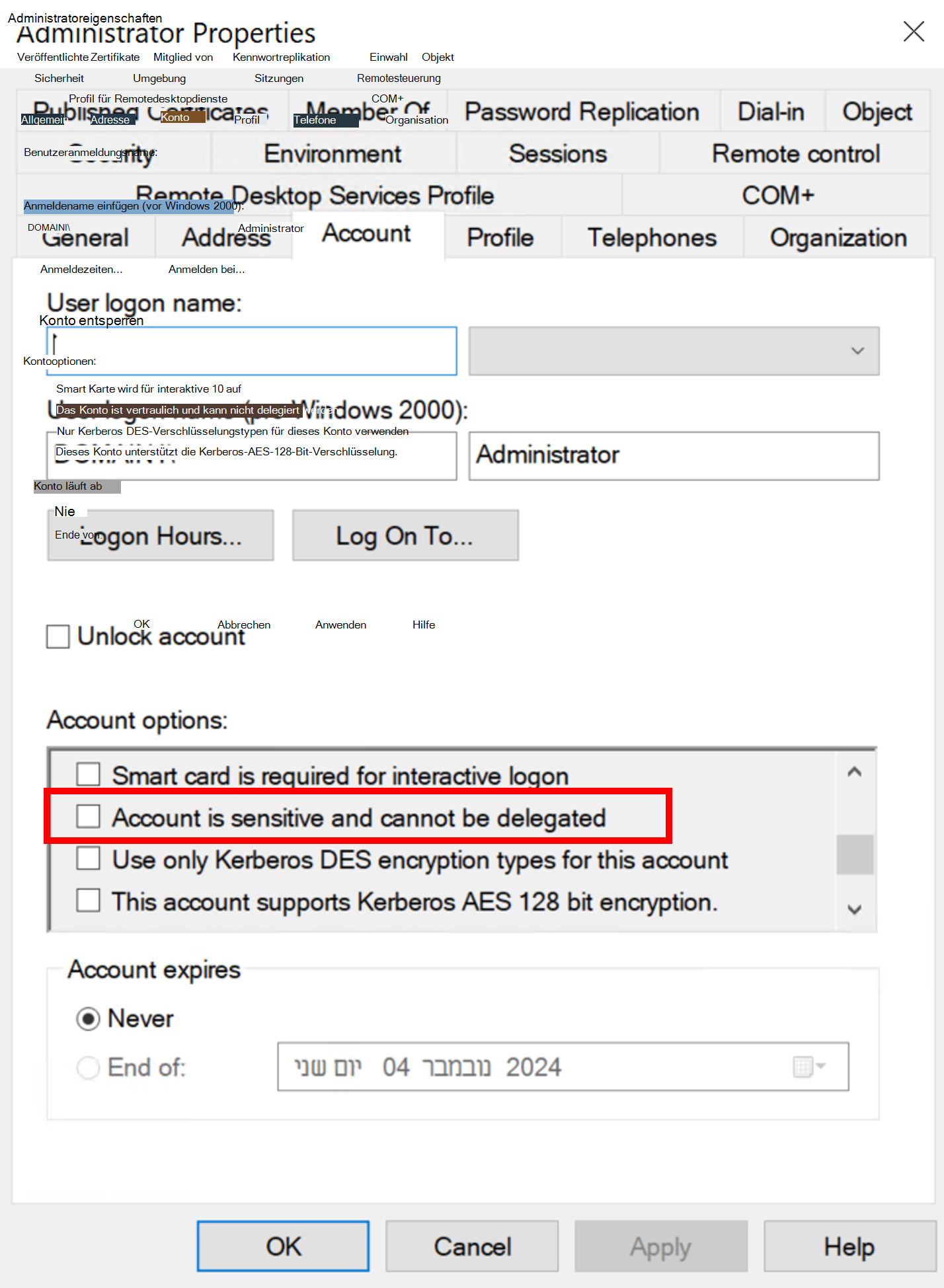 Screenshot des Benutzerprofils.