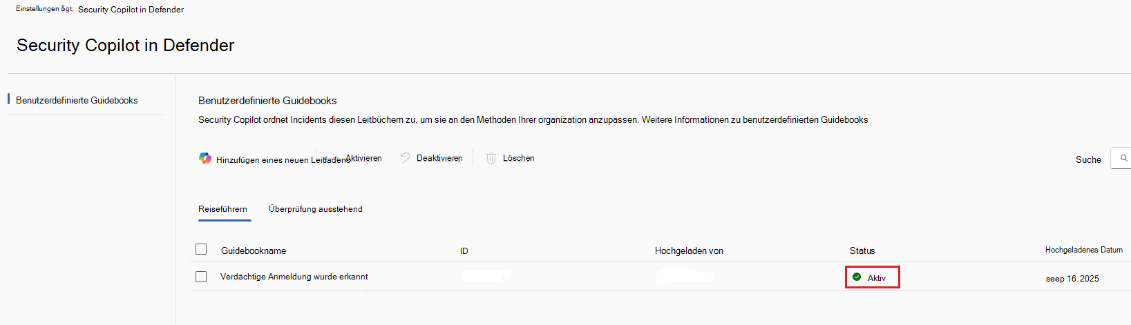 Screenshot der Registerkarte 