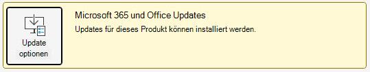 Screenshot einer Benachrichtigung, die angibt, dass Updates für Microsoft 365 und Office zur Installation bereit sind.