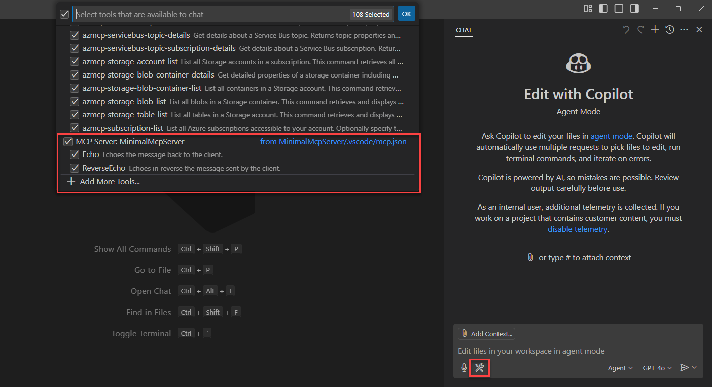 Screenshot der verfügbaren MCP-Tools.