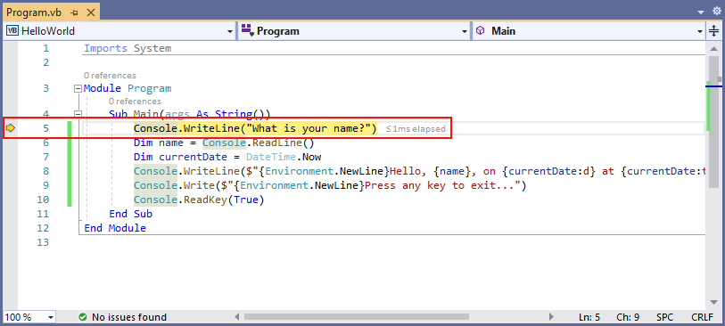 Debuggen einer .NET-Konsolenanwendung mit Visual Studio - .NET | Microsoft  Learn