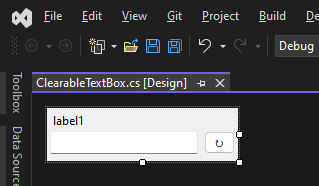 Visual Studio mit Windows Forms mit dem soeben entworfenen Benutzersteuerelement.