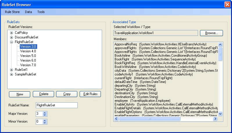 Screenshot des RuleSet-Browsers.