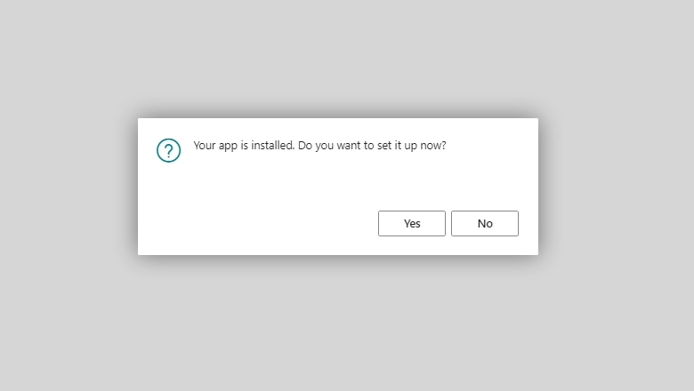 Nach Abschluss der App-Installation können Benutzer*innen wählen, ob sie mit der Einrichtung fortfahren möchten.