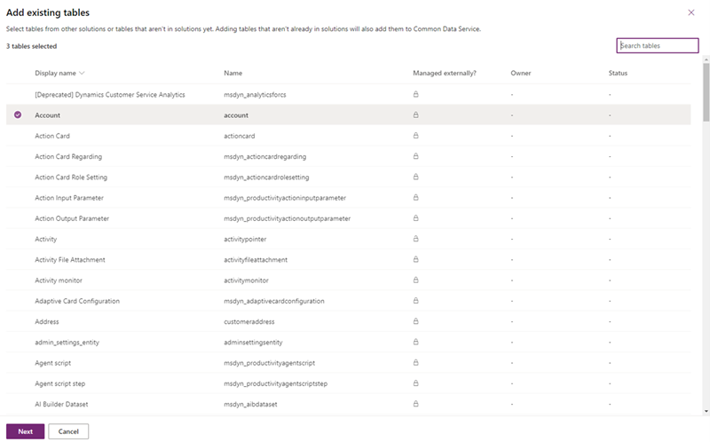 Tabellen Konto, Kontakte und Leads hinzufügen Tabellen Konto, Kontakte und Leads hinzufügen