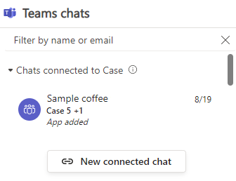 Screenshot, der die Schaltfläche Neuer verknüpfter Chat im Bereich Teams-Chats zeigt.