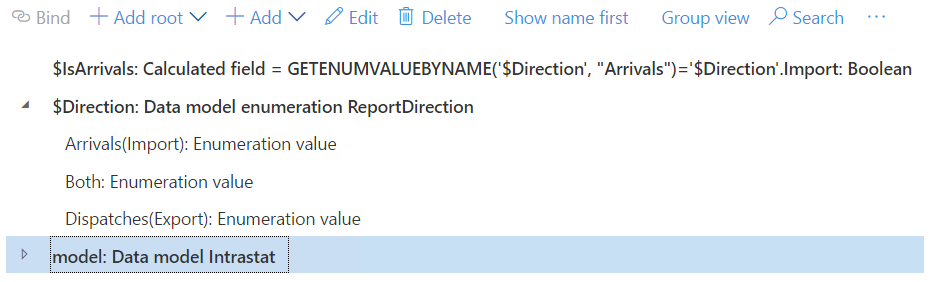 Beispiel einer Datenmodellenumeration.