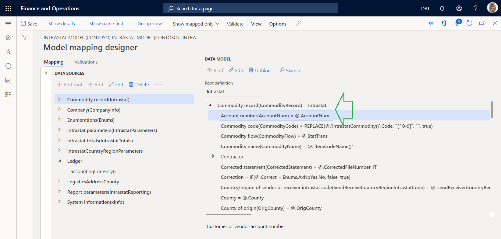 Beispiel für einen relativen Pfad auf der Seite „EB-Modellzuordnungsdesigner“.