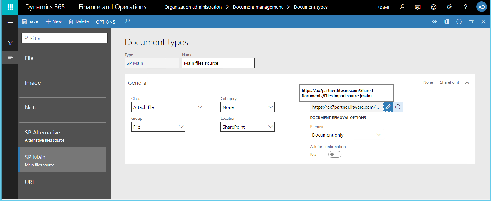 SharePoint-Einstellung – neuer Dokumententyp.