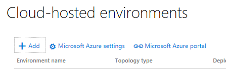 Cloud-hosted environment Add button.