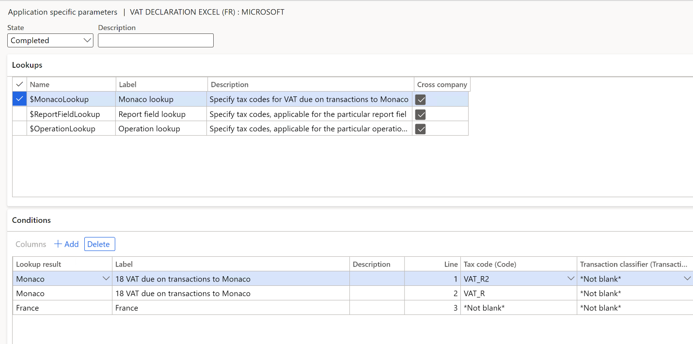 Application parameter Monaco.